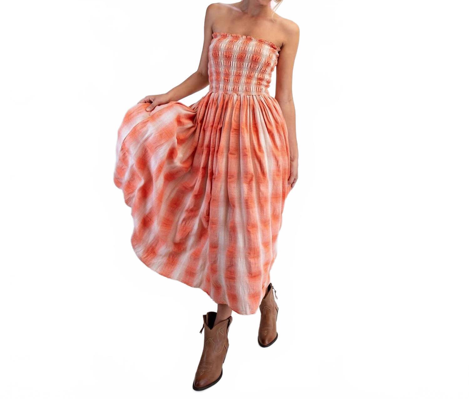 New Cotierra Convertible Maxi Skirt In Orange Plaid